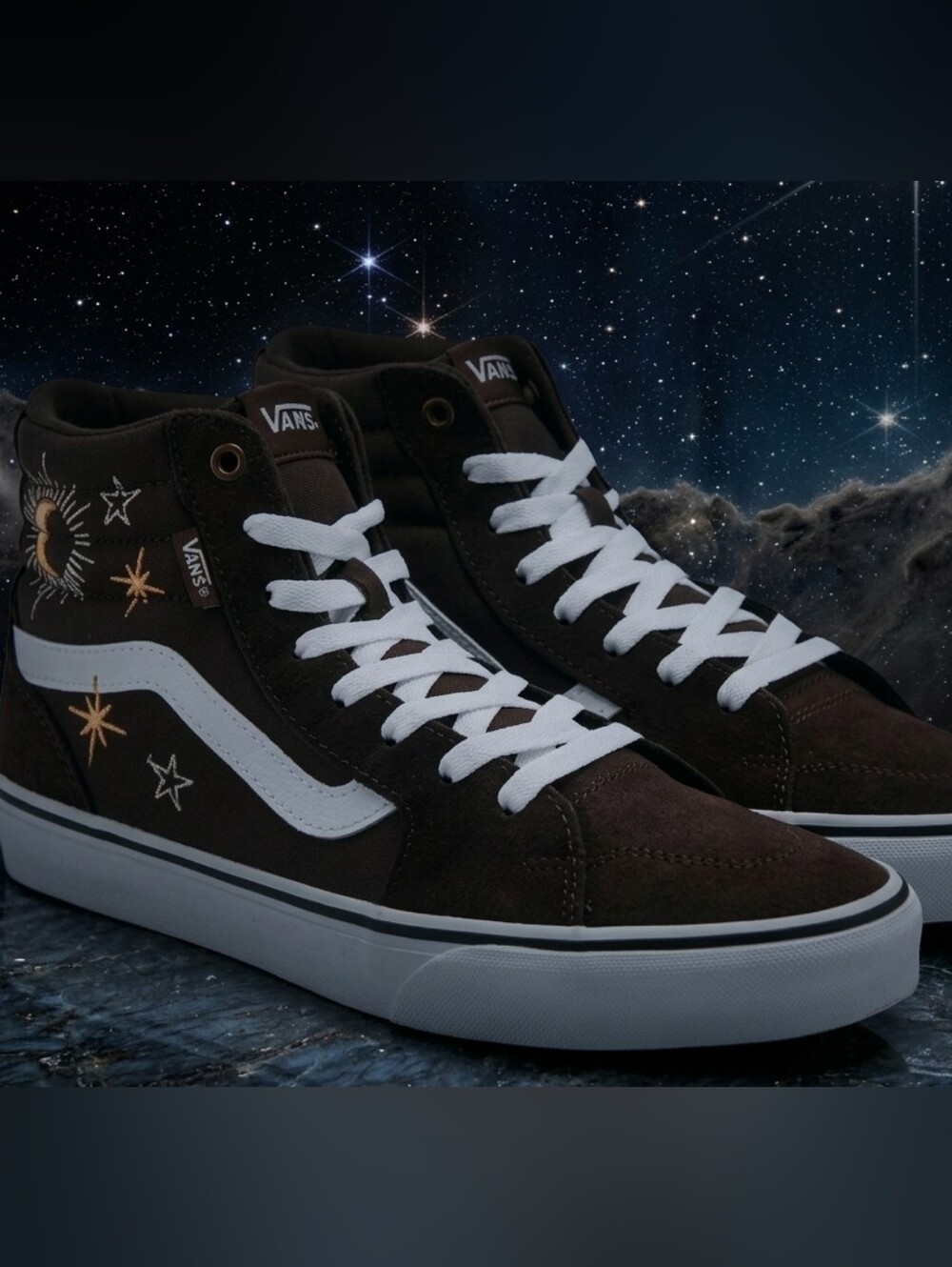 Vans Brown High-Top Sneakers with White Stripe